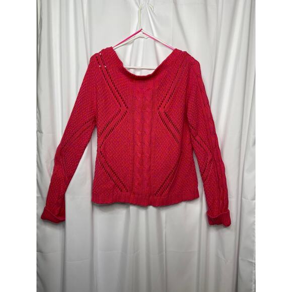 American Eagle chunky knit sweater women's size large pink fuchsia and orange - Picture 4 of 14